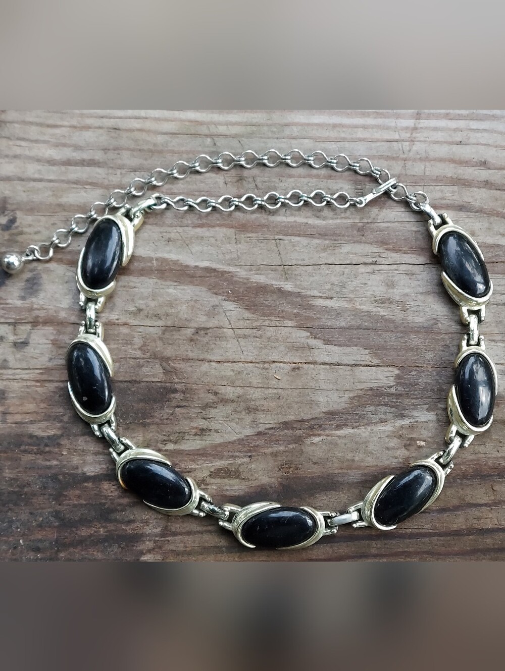 Vintage Black Cabochon Choker Necklace